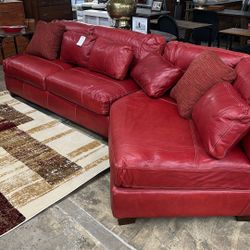 Sectional Red Leather Sofa