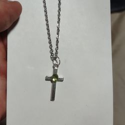 peridot cross necklace 