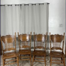 Oak Press Back Chairs (4)