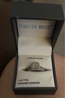 Genuine diamond ring (Quarter cut) sterling silver
