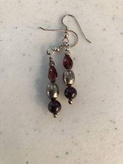 Faceted Garnet and Silver Earrings
