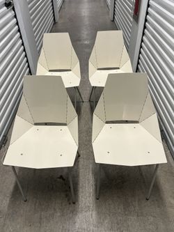 Blu Dot Real Good Dining Chairs color white. Set of (4) 