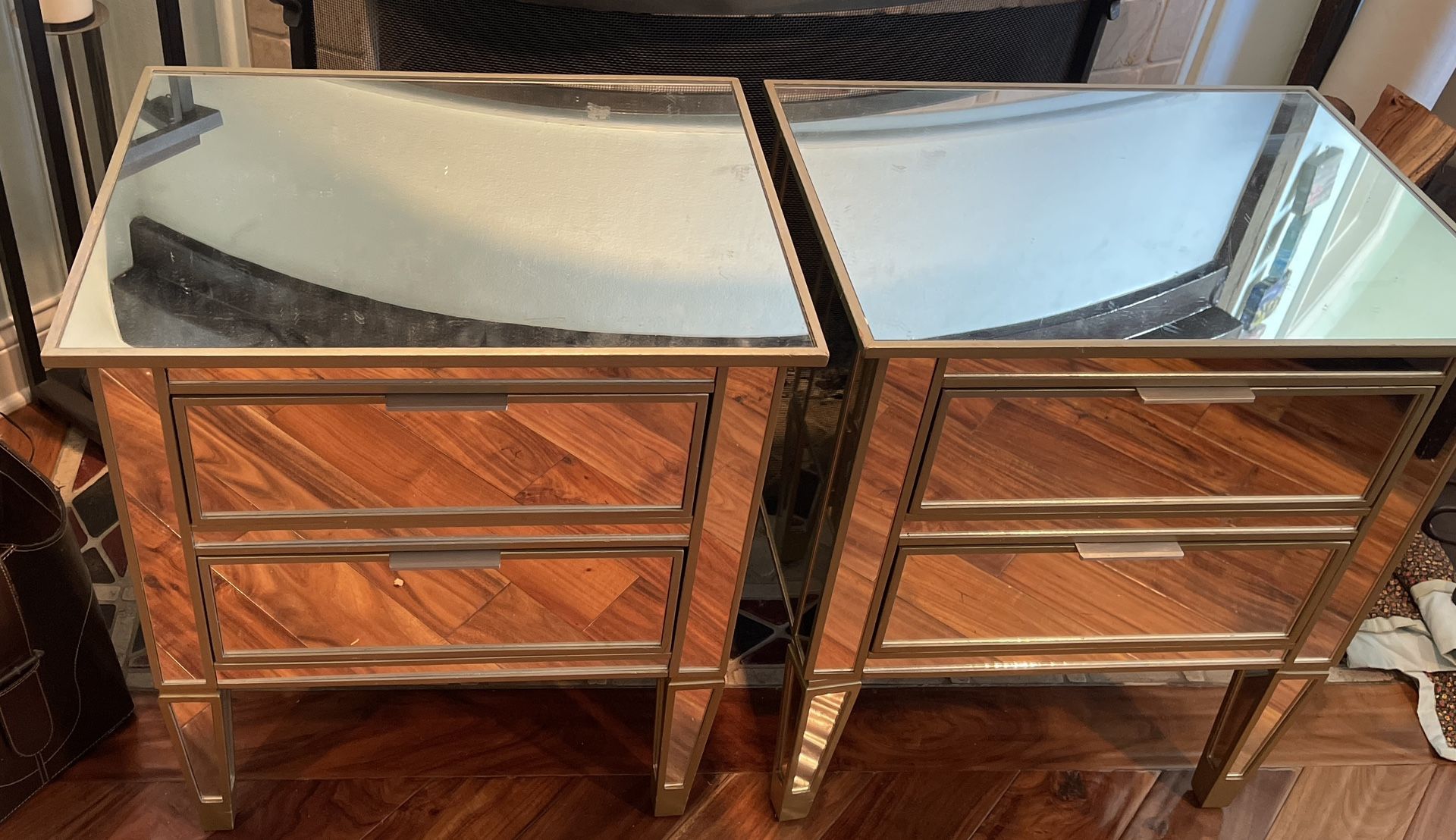 2 Pottery Barn Mirrored nightstands