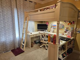 Full size Loft bed with desk, chair