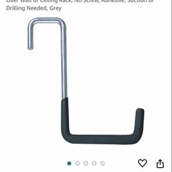 Rafter Hanger Hook, Large Heavy Duty Holder for Hanging Over Wall or Ceiling Rack, No Screw, Adhesive, Suction or Drilling Needed, Grey