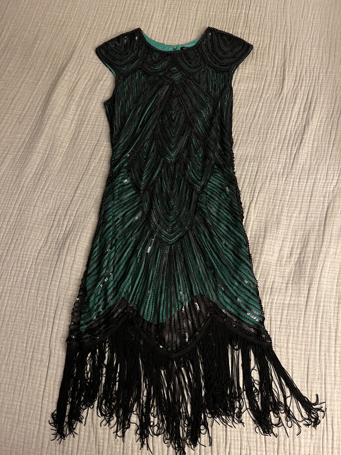 Emerald Green Flapper Dress Size S