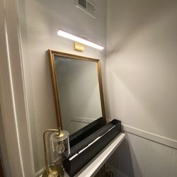 Vintage Mirror , Gold Charging Lamp , Black Metal Retangular Planter 