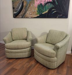 Vintage swivel barrel chairs