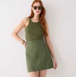 Women's J Crew Natasha skirt in stretch twill cotton blend Cypress Olive SIZE 4