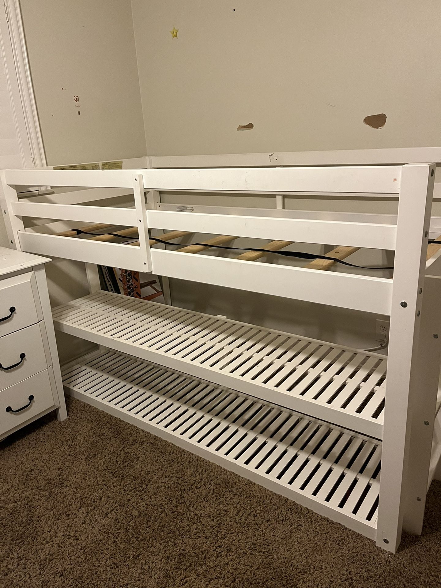 Twin Loft Bunk Bed Shelving Shelf White