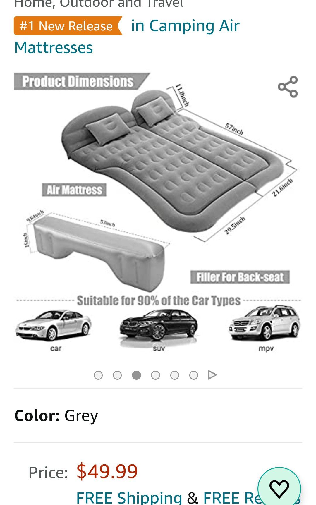 SUV Air Mattress Camping Beds, Inflatable Thickened Car Mattress Backseat.