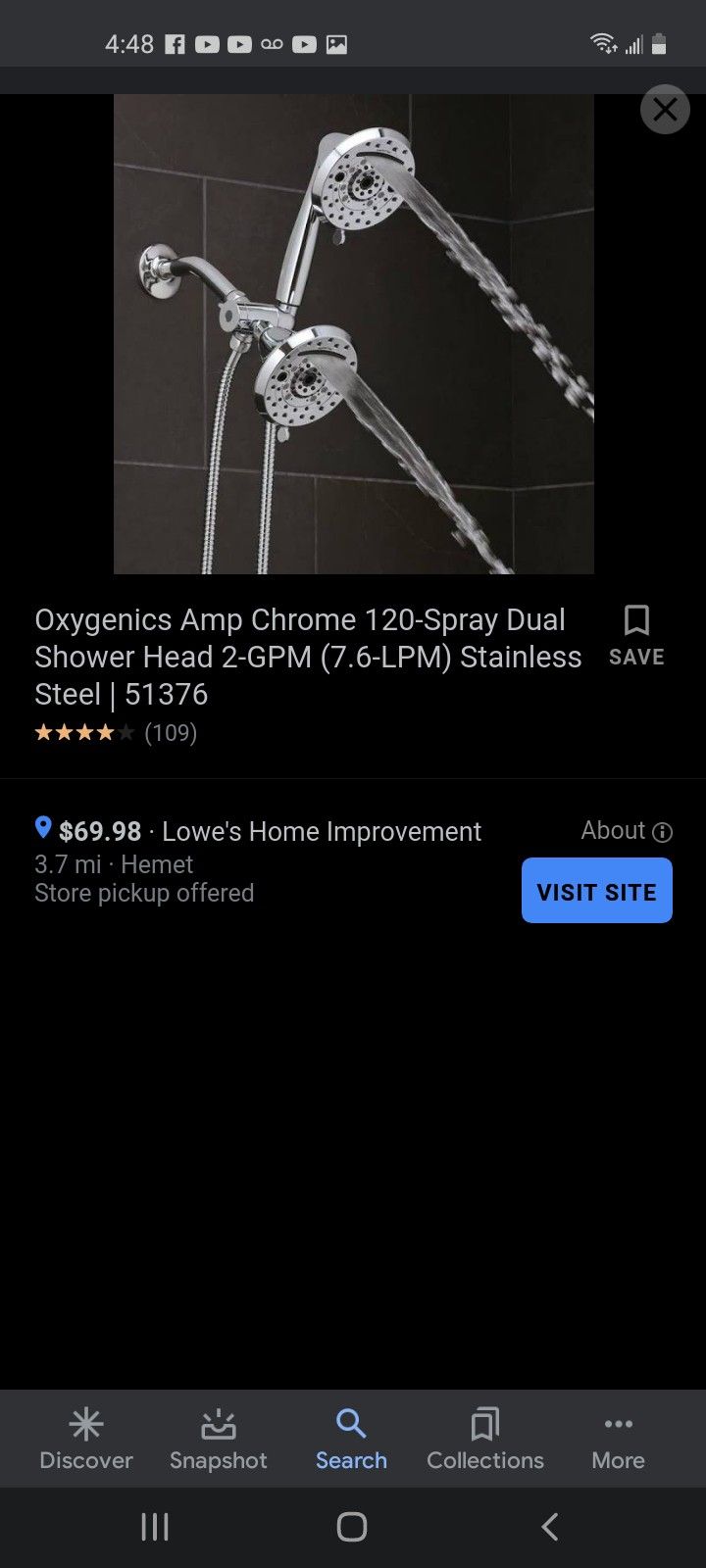 Oxygenics Amp Chrome 120-Spray Dual Shower Head 2-GPM (7.6-LPM) Oxygenics Amp Chrome 120-Spray Dual Shower Head 2-GPM (7.6-LPM)