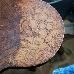 Antique rare signed Flemish Arts Co. #640 pyro art grape and leaf