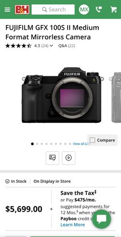 Fujifilm GFX 100S II Medium Format Mirrorless Camera new