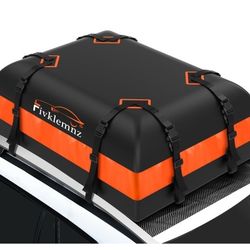 FIVKLEMNZ Car Rooftop Cargo Carrier Roof Bag Waterproof for All Top of Vehicle with/Without Rack Includes Topper Anti-Slip Mat + Reinforced Straps + 6