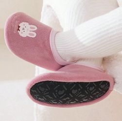 Cute plush bunny slippers for kids warm, comfy & non-slip