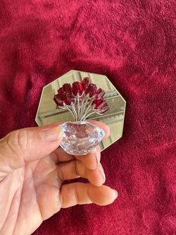 Vintage Swarovski Crystal Red Roses Bouquet – Retired 2002 Collectible – $80 OBO