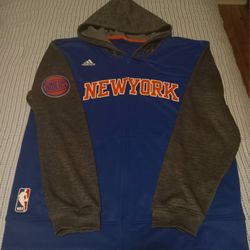 100% AUTHENTIC men's Adidas Climalite NY KNICKS Hoodie Jacket Size Large $50 