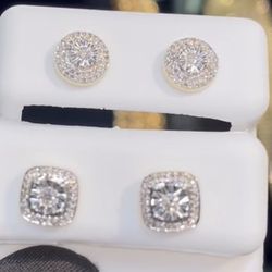 10k Diamond Yellow Gold Screwback Earrings 