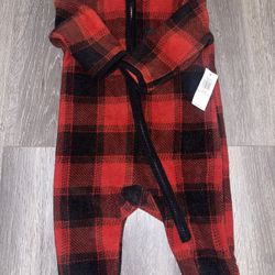 Unisex Mock-Neck Printed Micro Fleece One-Piece for Baby