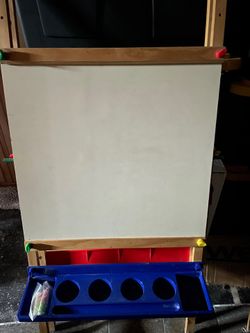 Wooden Melissa And Doug Chalk And Dry Erase Easel Plus Rod To Hold Roll Of Paper For Painting