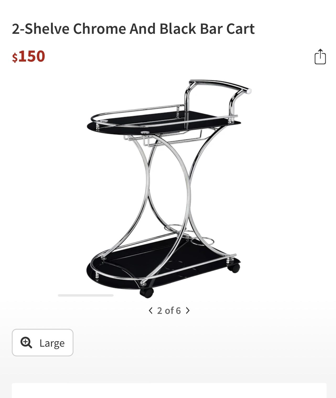 Bar Cart $60 Black And Chrome