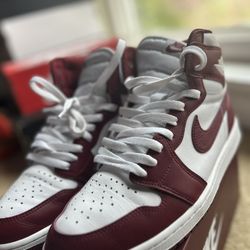 Size 10 Men's Burgundy and White, Jordan 1’s