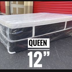 NEW Mattress Queen Size Plush Pillowtop With Box Spring // Offer  🚚