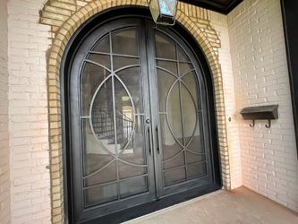 Wrought Iron Double Entry Door with Glass