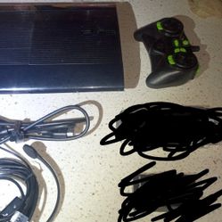 ps3 super slim 500gb with controller and headset comes with cords 50$