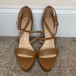 Brown Strappy Open Toe Heels