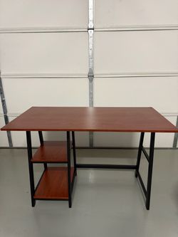 Industrial Computer Desk with Storage Shelves