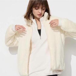 Uniqlo Fluffy Yarn Fleece Full-Zip Jacket sz L Womens