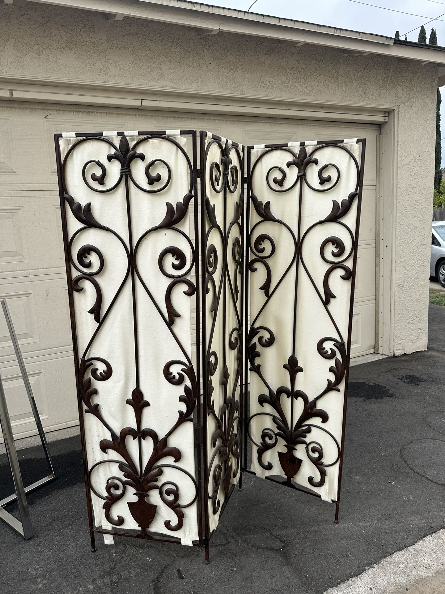 Vintage 2000s Fleur De Lis Wrought Iron and Walnut Room