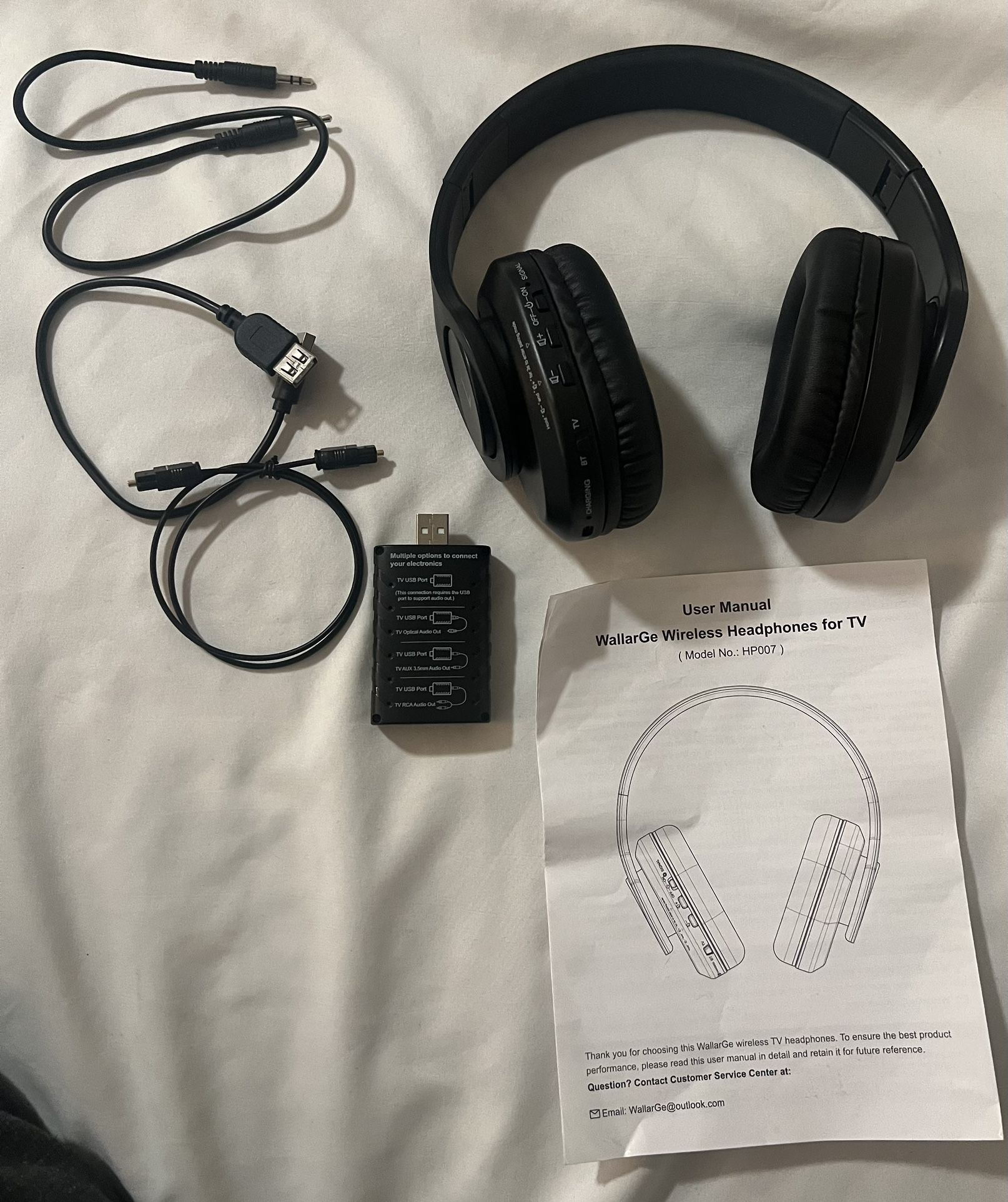 WallarGe Wireless Headphones for TV Watching, Easy Setup and Comfortable Bluetooth Headphones, 25 Hours Play and No Audio Delay