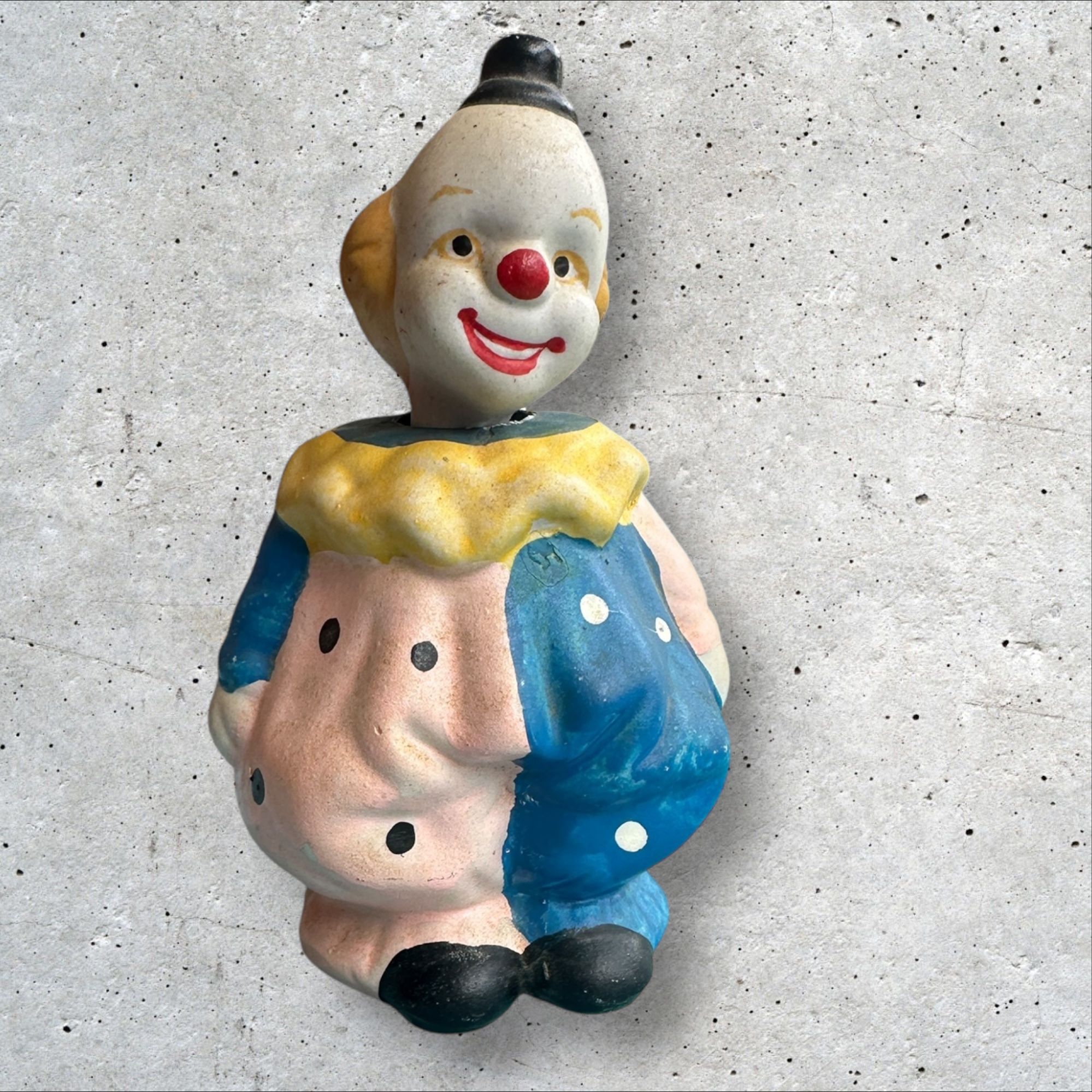 Vintage Bisque Clown Bobble Head Piggy Bank Circus 5" Tall