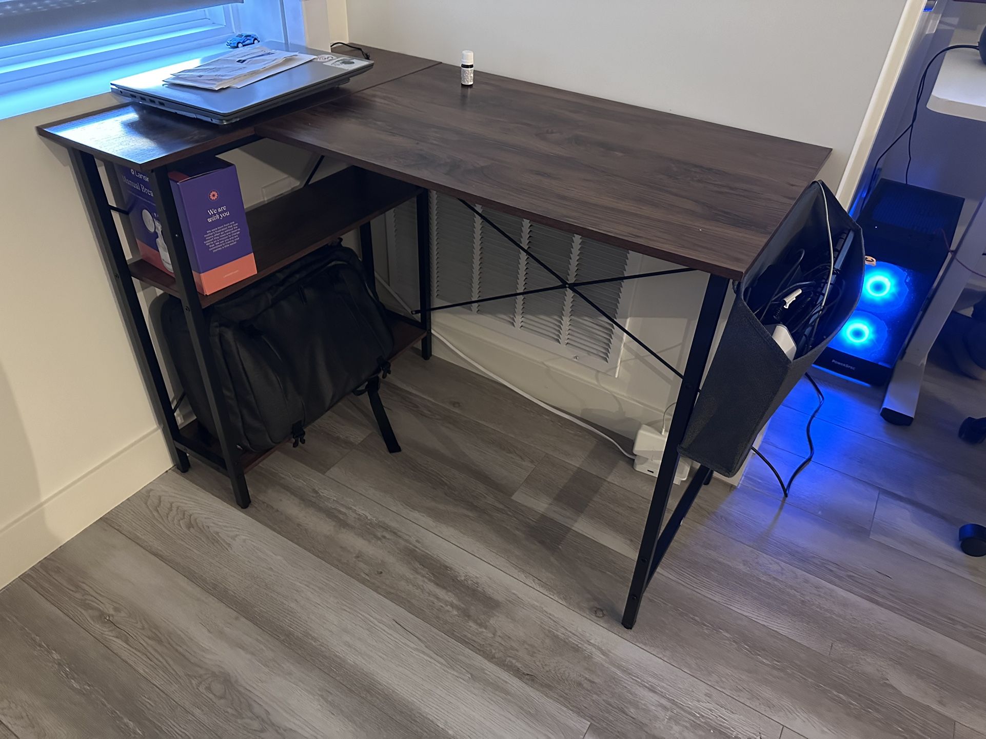 CubiCubi L Shaped Desk, 40 Inch Computer Desk with Reversible Storage Shelves Home Office Corner Desk Study Writing Table, Deep Brown