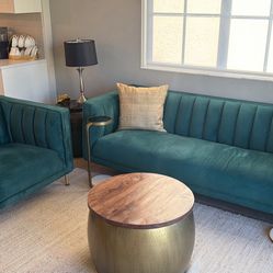 Green Sofa And  Chair 