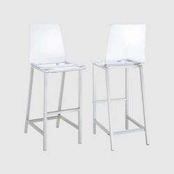 Acrylic Bar Stools with Back (Set of 2) 
