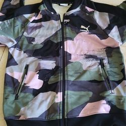 Puma Zipup Camo Jacket Juniors Small