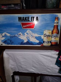 Coors Beer Banquet glass advertising sign
