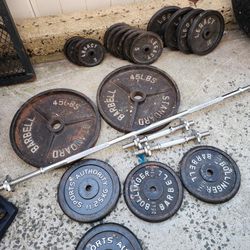 Weight Plates And Bars Set