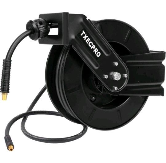TXECPRO Retractable Air Hose Reel, 3/8 in X 50 FT Hybrid Air Hose Max 300 PSI