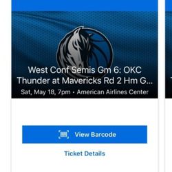 W Conf Semis: Thunder At Mavericks Ticket 