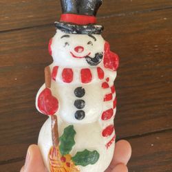Rare Unique Find 1980 Vintage Wax Snowman Figure Candle 5" 