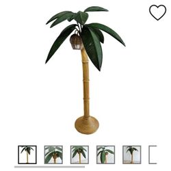 RARE Vintage Midcentury 1970s Mario Lopez Torres Inspired Tiki Rattan And Wicker Coconut Palm Tree Floor Lamp