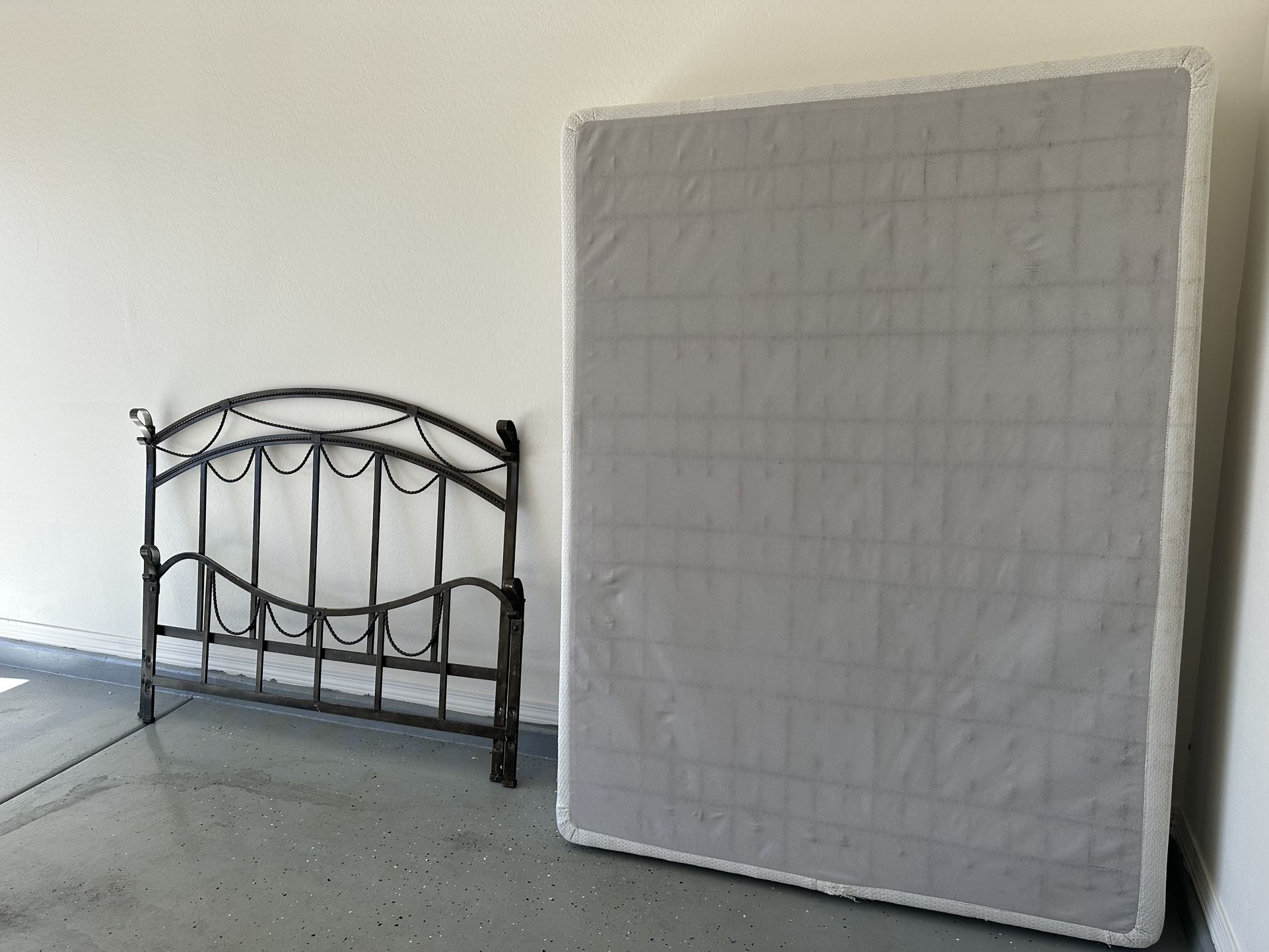 Queen Size Box Spring & Bed Frame With Head Board & Foot Board