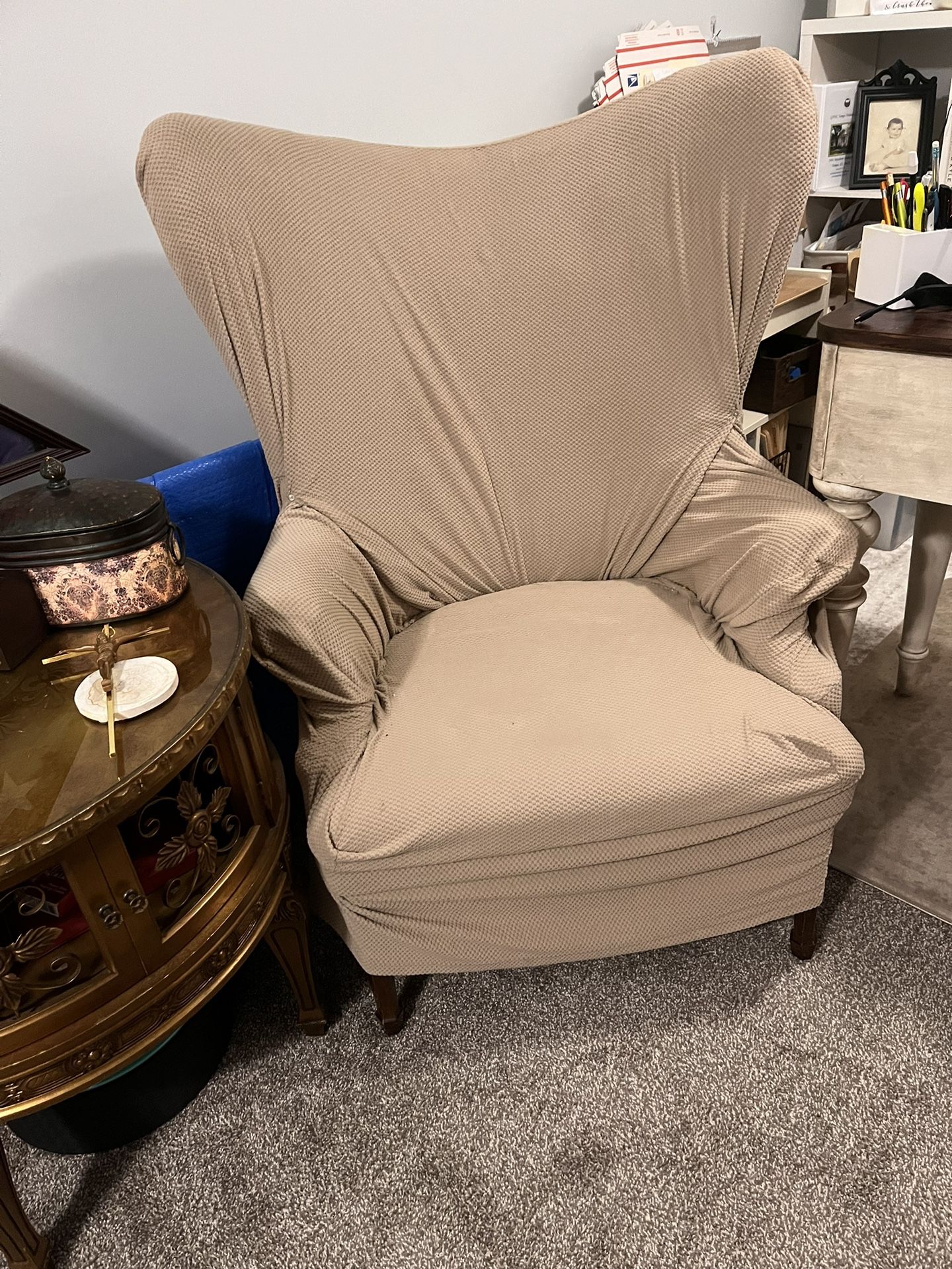 Two Queen Anne Style WingBack Arm Chairs