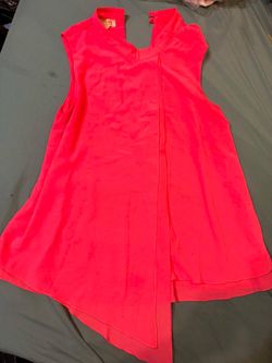 Neon Coral Sleeveless Flowy Blouse Large
