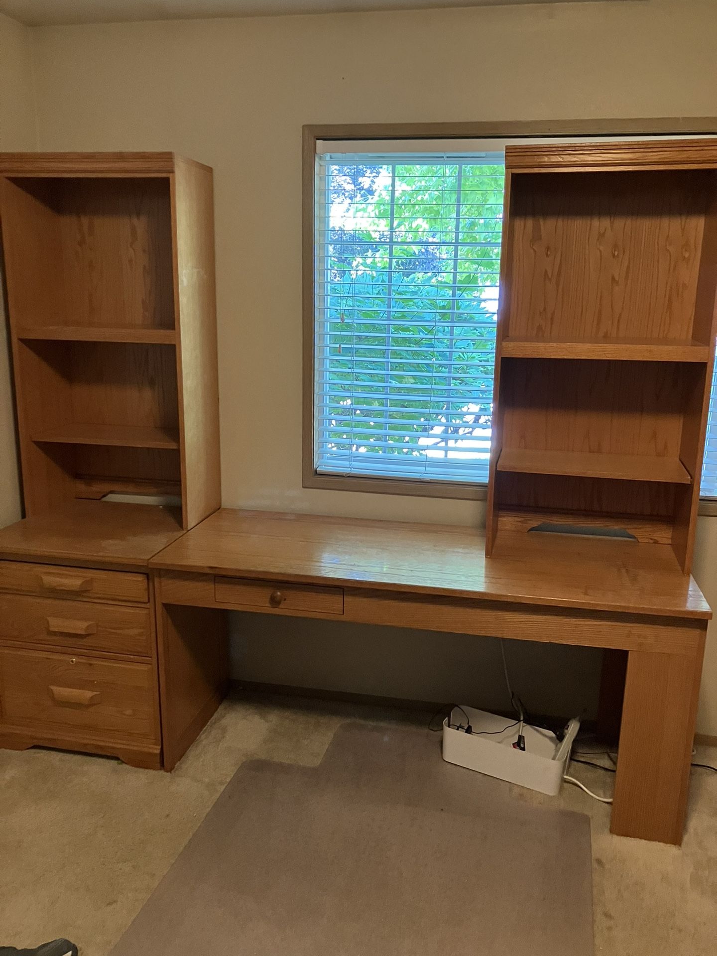 Free Four Piece Desk Set, Solid Oak
